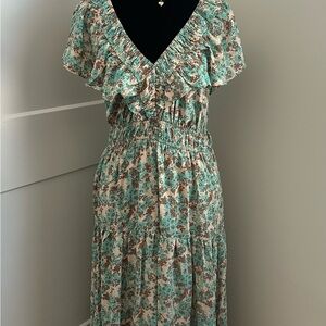 Calista Maxi Floral V-Neck Ruffle Dress size small 👗